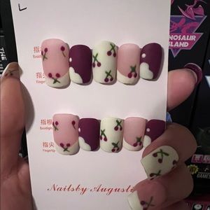 Press on nails/ Cherry Pink/ DIY nails at home